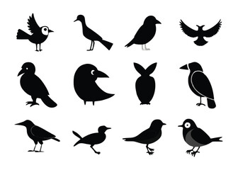 Obraz premium Birds silhouette collection on white background