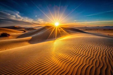 Naklejka premium Minimalist Desert Sunrise: Golden Hour Landscape Photography