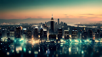 Fototapeta premium panorama of the city at night