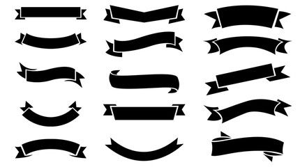 Black ribbon banners set. Vector illustration for advertising luxury style. vector