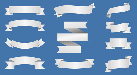 White ribbon banners set. Vector illustration for advertising luxury style. vector