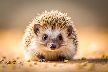 Fototapeta premium Minimalist Hedgehog Portrait: A Tiny Prickly Friend in Nature