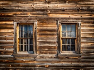 Minimalist Rustic Log Cabin Windows: Two Old Wooden House Windows