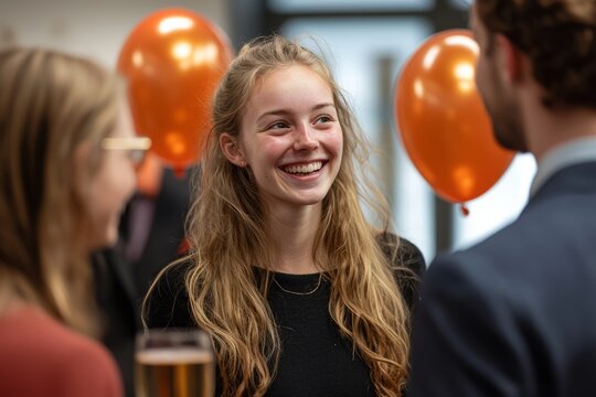 Colleagues exchange smiles and congratulations, celebrating the successful start of a new partnership, Generative AI