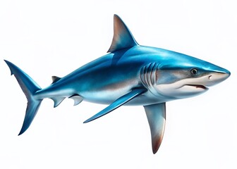 Obraz premium Minimalist Shark: Isolated Ocean Predator on White Background