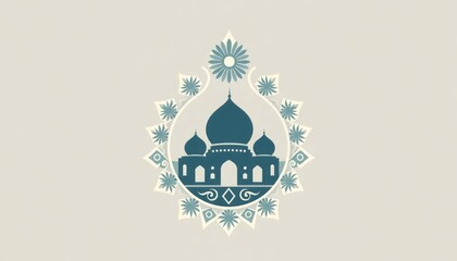 Fototapeta premium Abstract mosque monogram featuring starburst patterns and arabesque motifs.