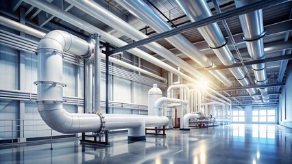 Modern White Gas Pipe in Industrial Gas Plant - Clean Energy Infrastructure