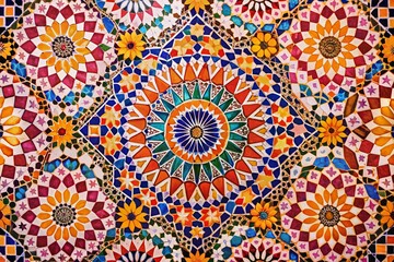 Moroccan Zellige Tiles: Orange & Pink Geometric Pattern Portrait Photography