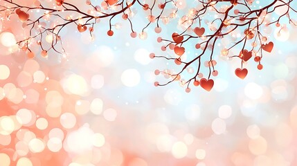 Fototapeta premium Serene valentine's day celebration a romantic setting with heart bokeh and whimsical viewpoint