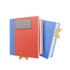 3d render of crossed red and blue book with bookmark 