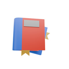 3d render of red and blue book with bookmark 