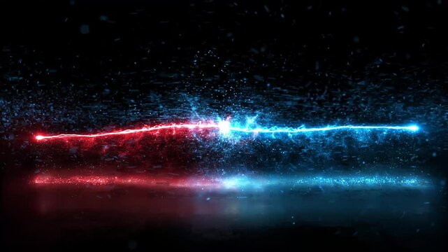 Laser Particle Electricity Animation Background For Logo Intro.. Laser  Fight red and blue