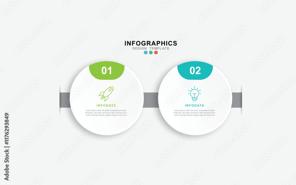 Aufkleber infographic 2 options design elements for your business data. vector illustration.
