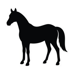 A simple standing horse silhouette with minimal details, vector art