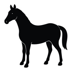 A simple standing horse silhouette with minimal details, vector art