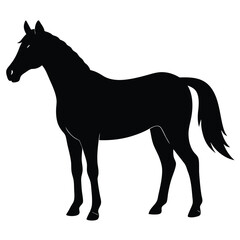 A simple standing horse silhouette with minimal details, vector art