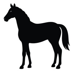 A simple standing horse silhouette with minimal details, vector art