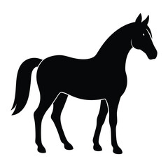 A simple standing horse silhouette with minimal details, vector art
