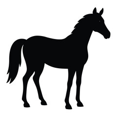 A simple standing horse silhouette with minimal details, vector art