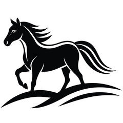 A simple standing horse silhouette with minimal details, vector art