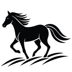A simple standing horse silhouette with minimal details, vector art