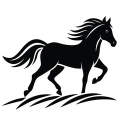 A simple standing horse silhouette with minimal details, vector art