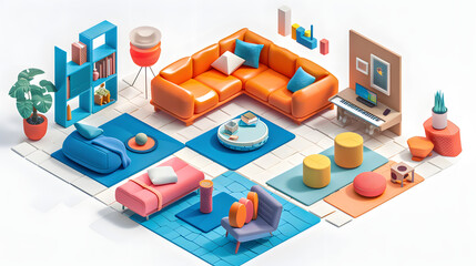 Obraz premium Theme Setup colorful isometric 3D