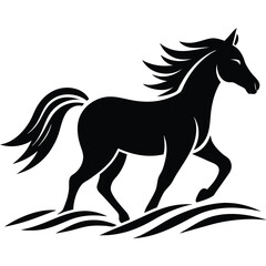 A simple standing horse silhouette with minimal details, vector art