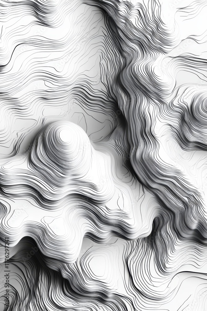 Aufkleber abstract grayscale topographic map texture.