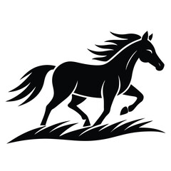 A simple standing horse silhouette with minimal details, vector art