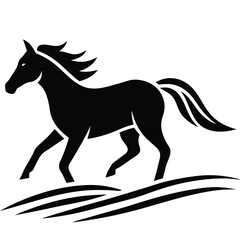 A simple standing horse silhouette with minimal details, vector art