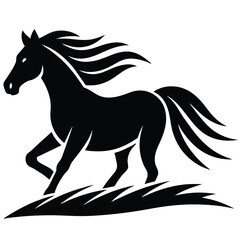 A simple standing horse silhouette with minimal details, vector art