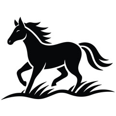 A simple standing horse silhouette with minimal details, vector art