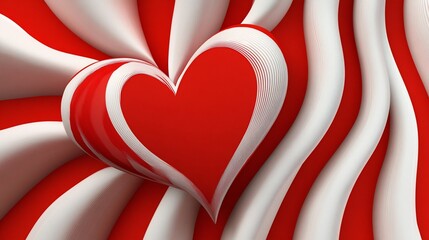 A stylized red heart on a wavy red and white background.