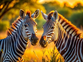 Playful Zebra Couple Portrait - Romantic African Wildlife Photography