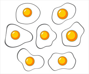 Egg breakfast icon set omelet, cooking fried food vector illustration