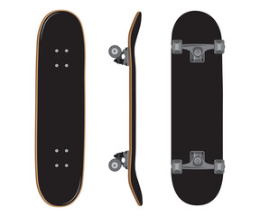 Skateboard black design hand drawn template vector illustration