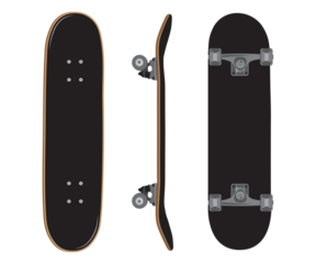 Skateboard black design hand drawn template vector illustration
