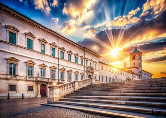 Fototapeta premium Quirinal Palace Rome Italy Presidential Residence Historic Building Architectural Landmark