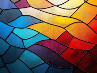 Fototapeta premium Mosaic glass patterns with soft light effects, stained glassinspired design