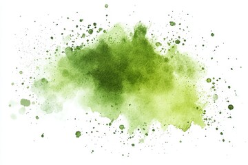 Abstract green watercolor splash on white background.
