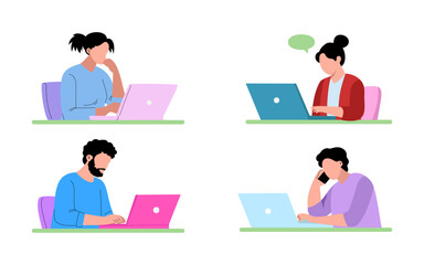 Diverse Group of People Working on Laptops