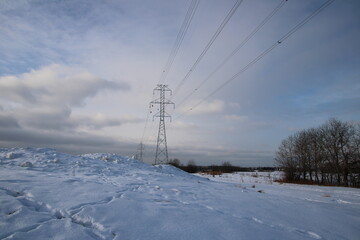 power lines in the snow