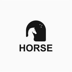 horse and window simple and modern logo