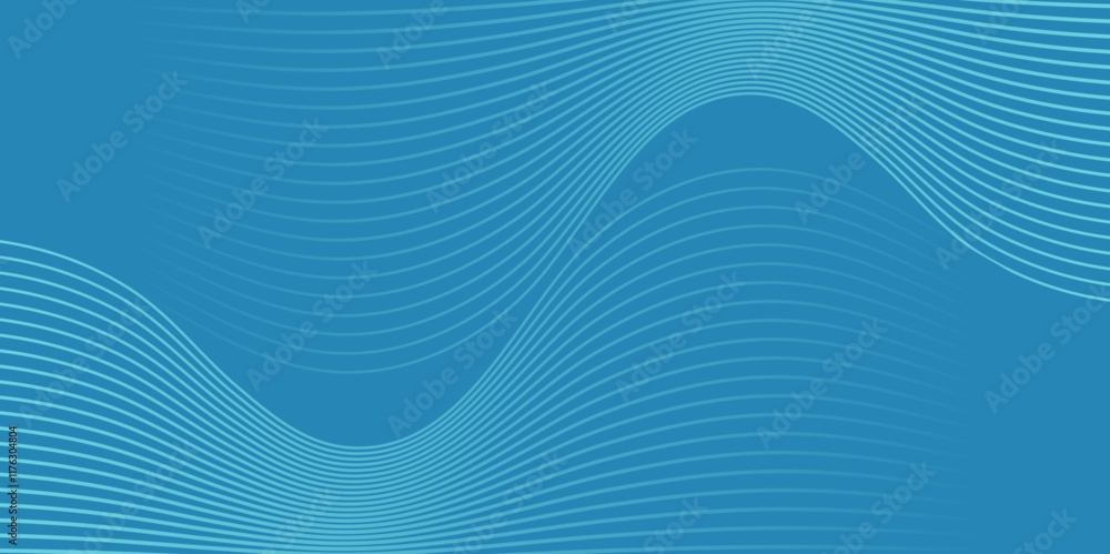 Aufkleber abstract smooth wave on blue background. flowing wave lines design element. minimalist style. modern