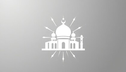 Minimalist mosque monogram framed by a starburst of geometric patterns.

