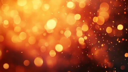 Fototapeta premium Abstract warm gold and orange bokeh lights background.