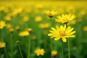 Yellow chrysanthemum in a field of tall grasses, blooming, yellow, natural