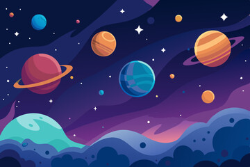 pattern with planets and stars