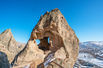 The scenic views of Selime Castle which is the largest and most elaborate cave complex in...